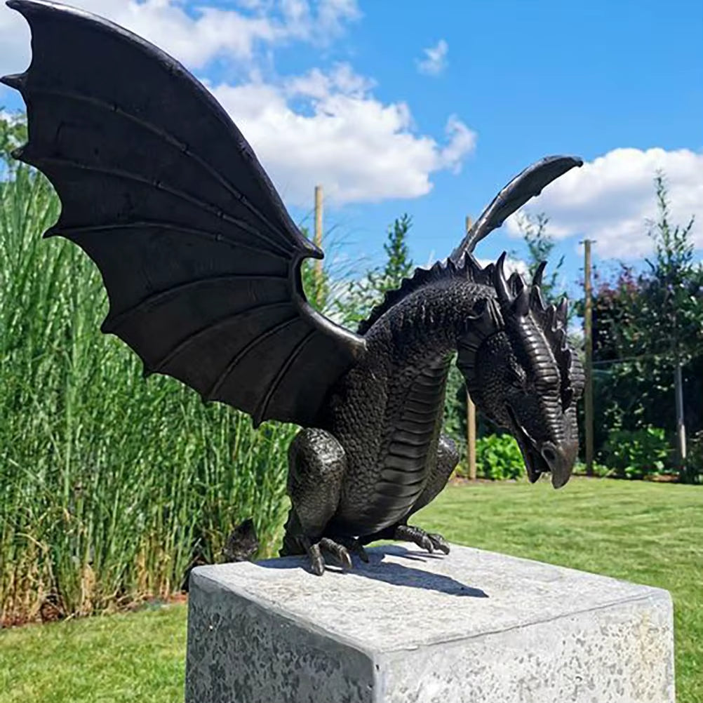 Garden Dragon Statue Fountain Dragon Ornament Resin Water Feature Sculpture for Home Garden Decoration