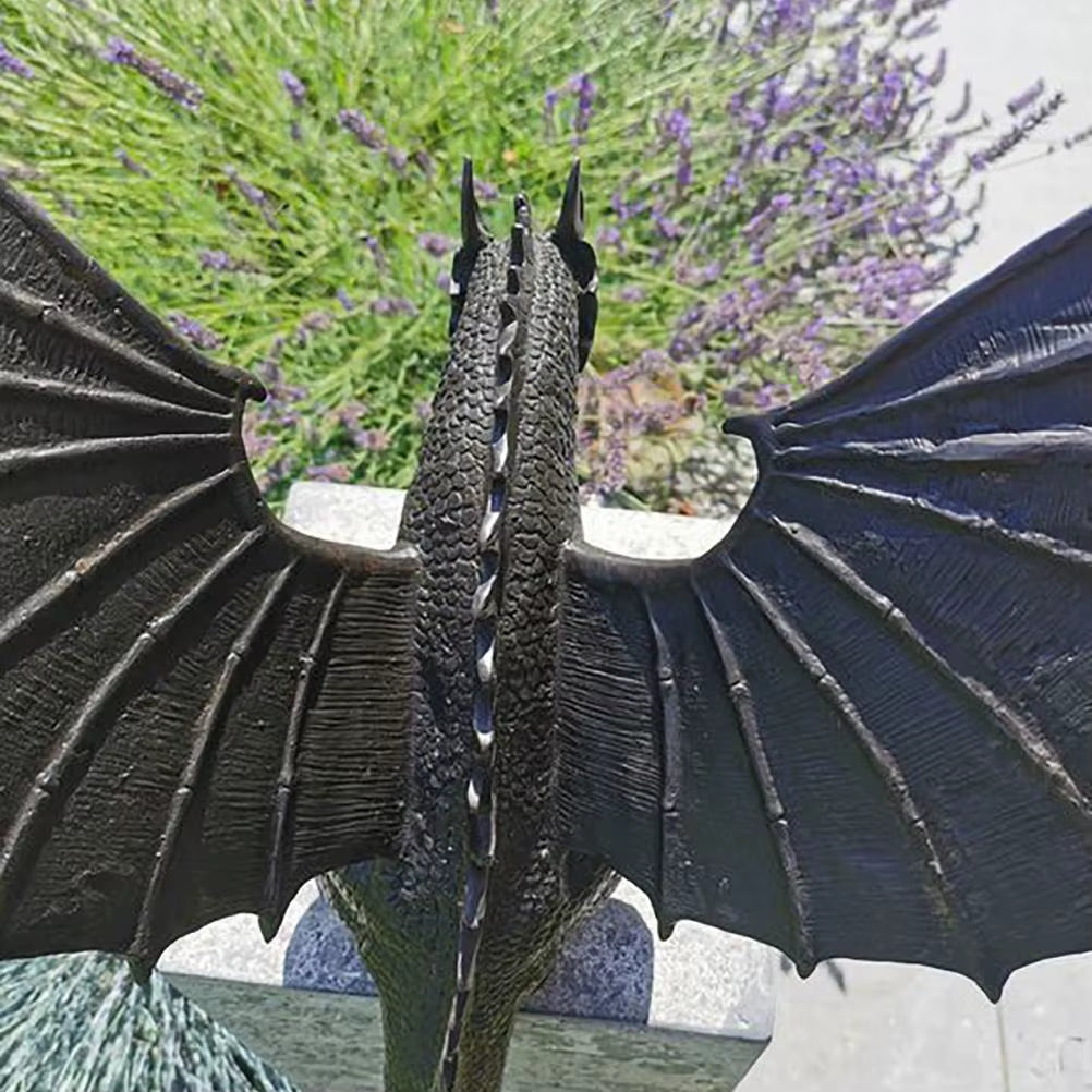 Garden Dragon Statue Fountain Dragon Ornament Resin Water Feature Sculpture for Home Garden Decoration